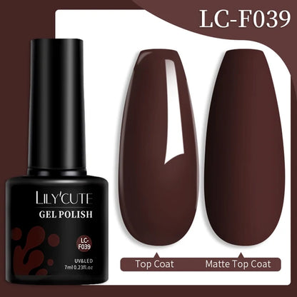 LILYCUTE 7ML Färgglad Gel Nagellack 129 Färger Långvarig För Manikyr Semi Permanent Base Top Coat Nail Art UV Gel Lack