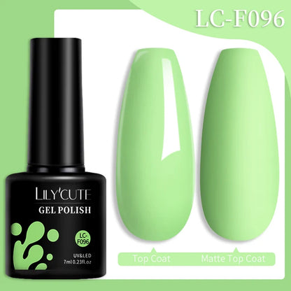 LILYCUTE 7ML Färgglad Gel Nagellack 129 Färger Långvarig För Manikyr Semi Permanent Base Top Coat Nail Art UV Gel Lack