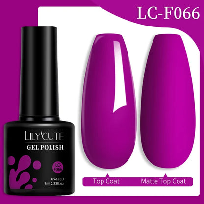 LILYCUTE 7ML Färgglad Gel Nagellack 129 Färger Långvarig För Manikyr Semi Permanent Base Top Coat Nail Art UV Gel Lack