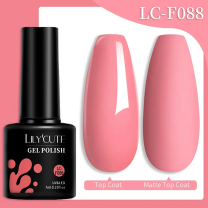 LILYCUTE 7ML Färgglad Gel Nagellack 129 Färger Långvarig För Manikyr Semi Permanent Base Top Coat Nail Art UV Gel Lack