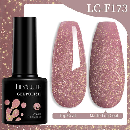 LILYCUTE 7ML Färgglad Gel Nagellack 129 Färger Långvarig För Manikyr Semi Permanent Base Top Coat Nail Art UV Gel Lack