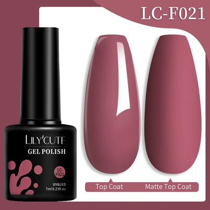 LILYCUTE 7ML Färgglad Gel Nagellack 129 Färger Långvarig För Manikyr Semi Permanent Base Top Coat Nail Art UV Gel Lack