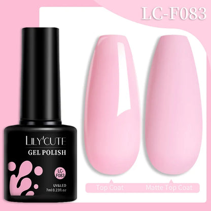 LILYCUTE 7ML Färgglad Gel Nagellack 129 Färger Långvarig För Manikyr Semi Permanent Base Top Coat Nail Art UV Gel Lack