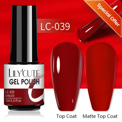 LILYCUTE 7ML Färgglad Gel Nagellack 129 Färger Långvarig För Manikyr Semi Permanent Base Top Coat Nail Art UV Gel Lack