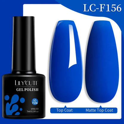 LILYCUTE 7ML Färgglad Gel Nagellack 129 Färger Långvarig För Manikyr Semi Permanent Base Top Coat Nail Art UV Gel Lack