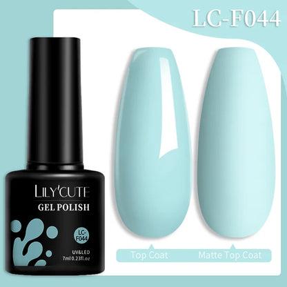 LILYCUTE 7ML Färgglad Gel Nagellack 129 Färger Långvarig För Manikyr Semi Permanent Base Top Coat Nail Art UV Gel Lack