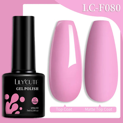LILYCUTE 7ML Färgglad Gel Nagellack 129 Färger Långvarig För Manikyr Semi Permanent Base Top Coat Nail Art UV Gel Lack