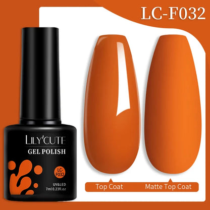 LILYCUTE 7ML Färgglad Gel Nagellack 129 Färger Långvarig För Manikyr Semi Permanent Base Top Coat Nail Art UV Gel Lack