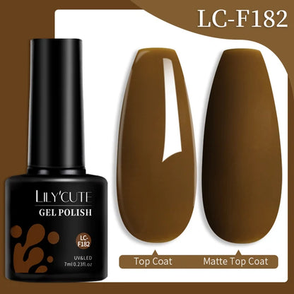 LILYCUTE 7ML Färgglad Gel Nagellack 129 Färger Långvarig För Manikyr Semi Permanent Base Top Coat Nail Art UV Gel Lack