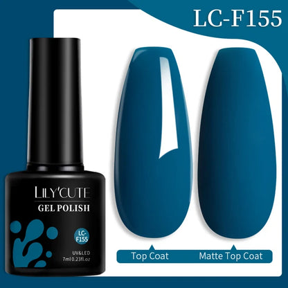 LILYCUTE 7ML Färgglad Gel Nagellack 129 Färger Långvarig För Manikyr Semi Permanent Base Top Coat Nail Art UV Gel Lack