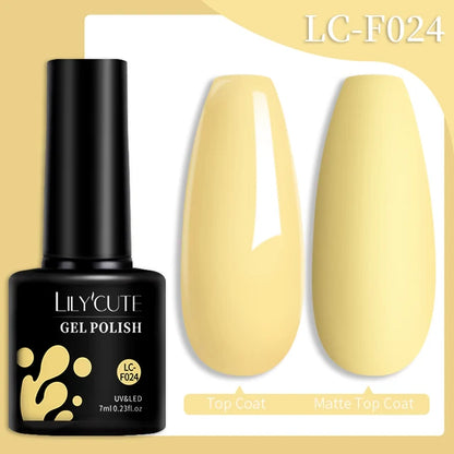 LILYCUTE 7ML Färgglad Gel Nagellack 129 Färger Långvarig För Manikyr Semi Permanent Base Top Coat Nail Art UV Gel Lack