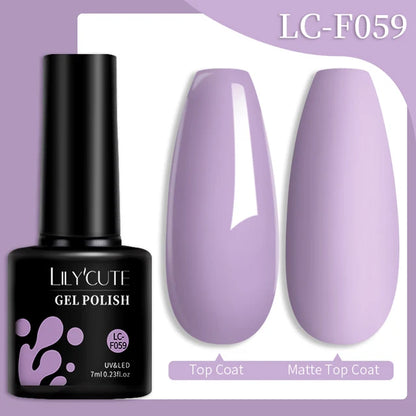 LILYCUTE 7ML Färgglad Gel Nagellack 129 Färger Långvarig För Manikyr Semi Permanent Base Top Coat Nail Art UV Gel Lack