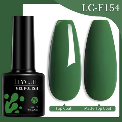 LILYCUTE 7ML Färgglad Gel Nagellack 129 Färger Långvarig För Manikyr Semi Permanent Base Top Coat Nail Art UV Gel Lack