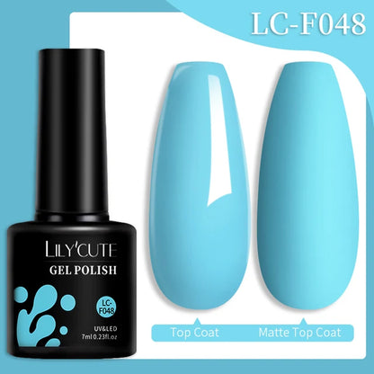 LILYCUTE 7ML Färgglad Gel Nagellack 129 Färger Långvarig För Manikyr Semi Permanent Base Top Coat Nail Art UV Gel Lack