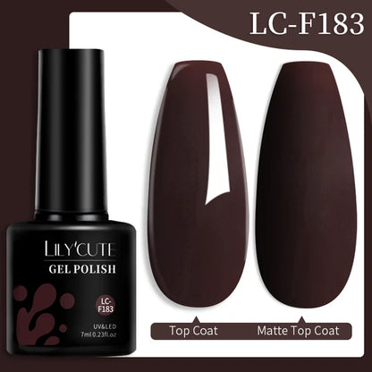 LILYCUTE 7ML Färgglad Gel Nagellack 129 Färger Långvarig För Manikyr Semi Permanent Base Top Coat Nail Art UV Gel Lack