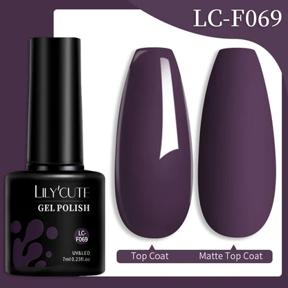 LILYCUTE 7ML Färgglad Gel Nagellack 129 Färger Långvarig För Manikyr Semi Permanent Base Top Coat Nail Art UV Gel Lack