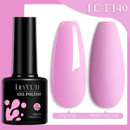 LILYCUTE 7ML Färgglad Gel Nagellack 129 Färger Långvarig För Manikyr Semi Permanent Base Top Coat Nail Art UV Gel Lack