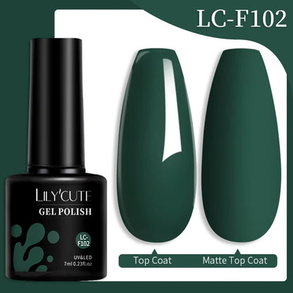 LILYCUTE 7ML Färgglad Gel Nagellack 129 Färger Långvarig För Manikyr Semi Permanent Base Top Coat Nail Art UV Gel Lack