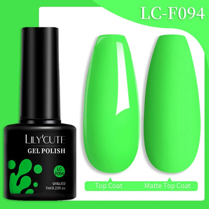 LILYCUTE 7ML Färgglad Gel Nagellack 129 Färger Långvarig För Manikyr Semi Permanent Base Top Coat Nail Art UV Gel Lack