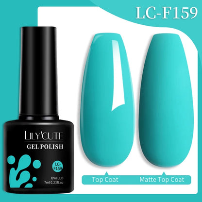 LILYCUTE 7ML Färgglad Gel Nagellack 129 Färger Långvarig För Manikyr Semi Permanent Base Top Coat Nail Art UV Gel Lack