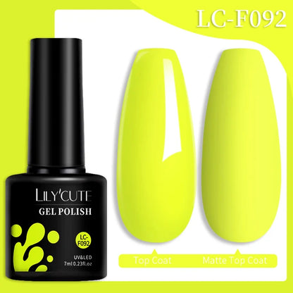 LILYCUTE 7ML Färgglad Gel Nagellack 129 Färger Långvarig För Manikyr Semi Permanent Base Top Coat Nail Art UV Gel Lack