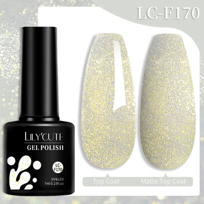 LILYCUTE 7ML Färgglad Gel Nagellack 129 Färger Långvarig För Manikyr Semi Permanent Base Top Coat Nail Art UV Gel Lack