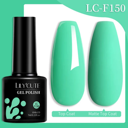 LILYCUTE 7ML Färgglad Gel Nagellack 129 Färger Långvarig För Manikyr Semi Permanent Base Top Coat Nail Art UV Gel Lack