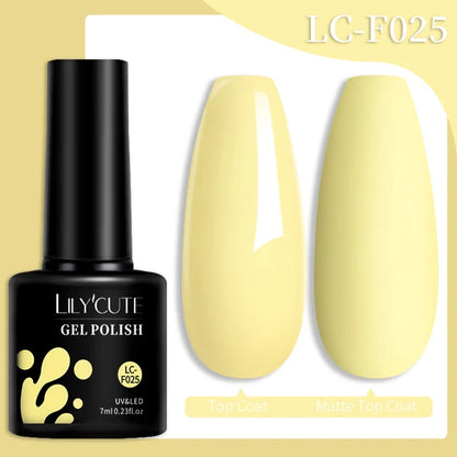 LILYCUTE 7ML Färgglad Gel Nagellack 129 Färger Långvarig För Manikyr Semi Permanent Base Top Coat Nail Art UV Gel Lack