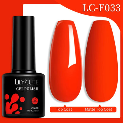LILYCUTE 7ML Färgglad Gel Nagellack 129 Färger Långvarig För Manikyr Semi Permanent Base Top Coat Nail Art UV Gel Lack