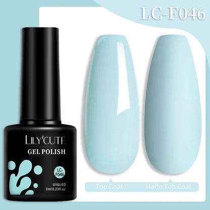 LILYCUTE 7ML Färgglad Gel Nagellack 129 Färger Långvarig För Manikyr Semi Permanent Base Top Coat Nail Art UV Gel Lack