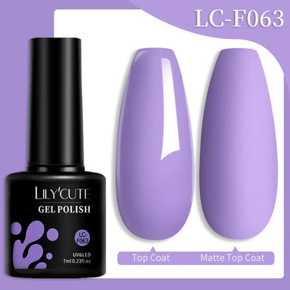 LILYCUTE 7ML Färgglad Gel Nagellack 129 Färger Långvarig För Manikyr Semi Permanent Base Top Coat Nail Art UV Gel Lack