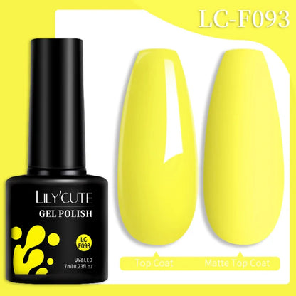 LILYCUTE 7ML Färgglad Gel Nagellack 129 Färger Långvarig För Manikyr Semi Permanent Base Top Coat Nail Art UV Gel Lack