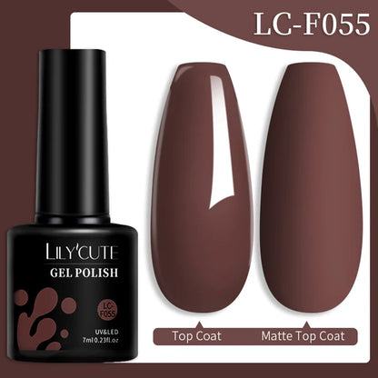 LILYCUTE 7ML Färgglad Gel Nagellack 129 Färger Långvarig För Manikyr Semi Permanent Base Top Coat Nail Art UV Gel Lack