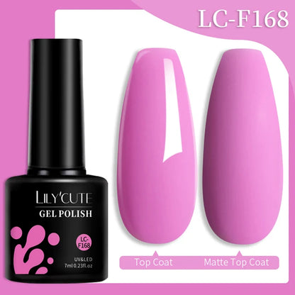LILYCUTE 7ML Färgglad Gel Nagellack 129 Färger Långvarig För Manikyr Semi Permanent Base Top Coat Nail Art UV Gel Lack
