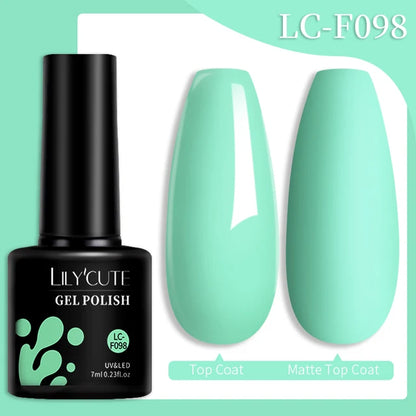 LILYCUTE 7ML Färgglad Gel Nagellack 129 Färger Långvarig För Manikyr Semi Permanent Base Top Coat Nail Art UV Gel Lack