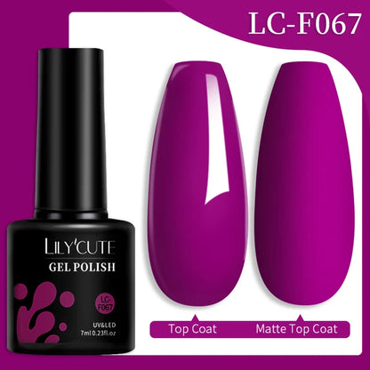LILYCUTE 7ML Färgglad Gel Nagellack 129 Färger Långvarig För Manikyr Semi Permanent Base Top Coat Nail Art UV Gel Lack