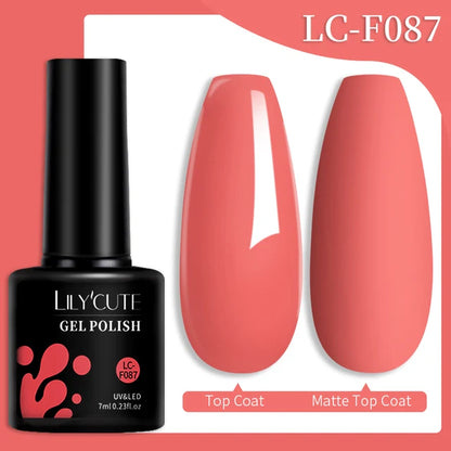 LILYCUTE 7ML Färgglad Gel Nagellack 129 Färger Långvarig För Manikyr Semi Permanent Base Top Coat Nail Art UV Gel Lack