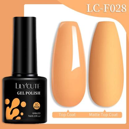 LILYCUTE 7ML Färgglad Gel Nagellack 129 Färger Långvarig För Manikyr Semi Permanent Base Top Coat Nail Art UV Gel Lack