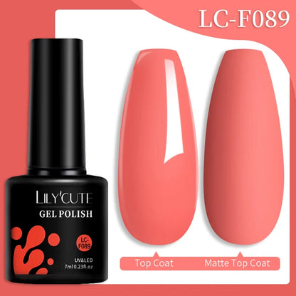 LILYCUTE 7ML Färgglad Gel Nagellack 129 Färger Långvarig För Manikyr Semi Permanent Base Top Coat Nail Art UV Gel Lack