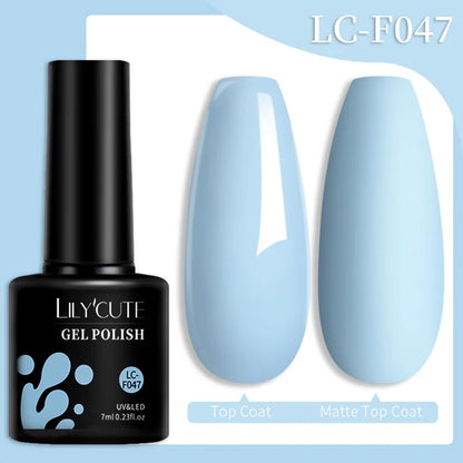 LILYCUTE 7ML Färgglad Gel Nagellack 129 Färger Långvarig För Manikyr Semi Permanent Base Top Coat Nail Art UV Gel Lack