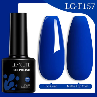 LILYCUTE 7ML Färgglad Gel Nagellack 129 Färger Långvarig För Manikyr Semi Permanent Base Top Coat Nail Art UV Gel Lack