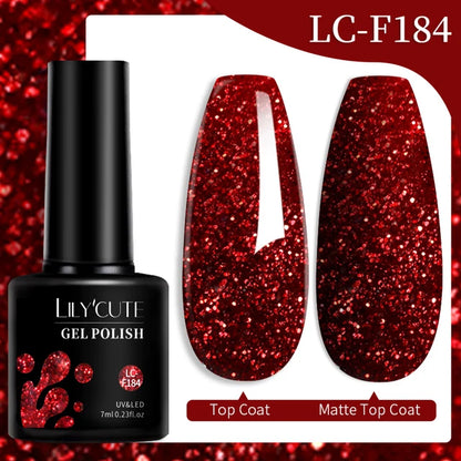 LILYCUTE 7ML Färgglad Gel Nagellack 129 Färger Långvarig För Manikyr Semi Permanent Base Top Coat Nail Art UV Gel Lack