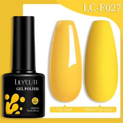LILYCUTE 7ML Färgglad Gel Nagellack 129 Färger Långvarig För Manikyr Semi Permanent Base Top Coat Nail Art UV Gel Lack