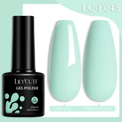 LILYCUTE 7ML Färgglad Gel Nagellack 129 Färger Långvarig För Manikyr Semi Permanent Base Top Coat Nail Art UV Gel Lack