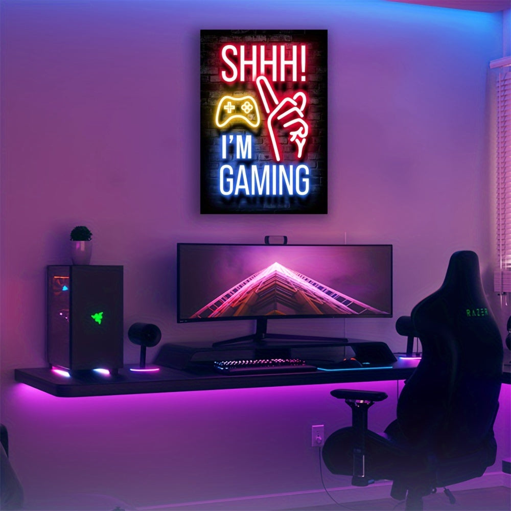 1 st neonspelposter - livfull canvastavla för spelhallar och pojkrum - perfekt väggdekor för Mancaves