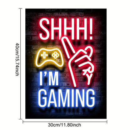 1 st neonspelposter - livfull canvastavla för spelhallar och pojkrum - perfekt väggdekor för Mancaves