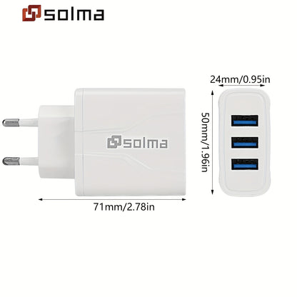3 USB-portar Multifunktionellt laddningshuvud 5V 1A USB-laddningshuvud Enkel USB-laddare
