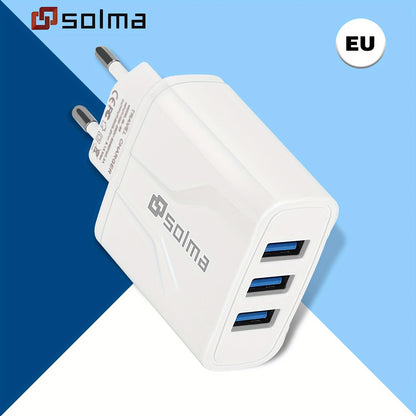 3 USB-portar Multifunktionellt laddningshuvud 5V 1A USB-laddningshuvud Enkel USB-laddare